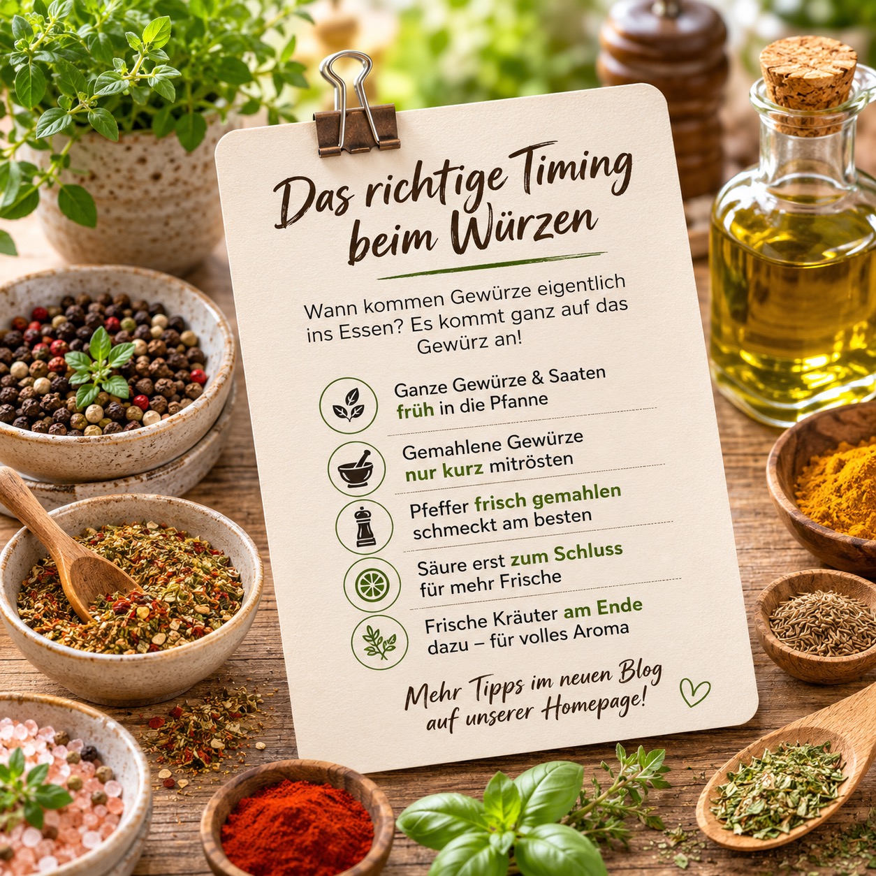 🌿 Perfektes Timing beim Würzen: Wann kommen Gewürze ins Essen?